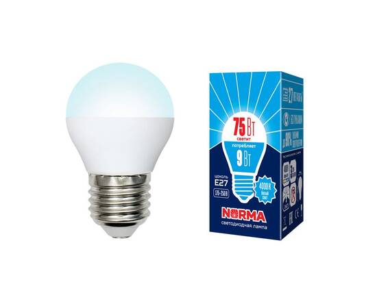 Лампа светодиодная (UL-00003828) Volpe E27 9W 4000K матовая LED-G45-9W/NW/E27/FR/NR, изображение 2