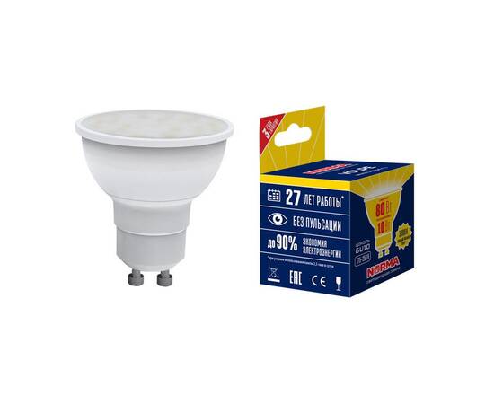 Лампа светодиодная (UL-00003842) Volpe GU10 10W 3000K матовая LED-JCDR-10W/WW/GU10/NR, изображение 2