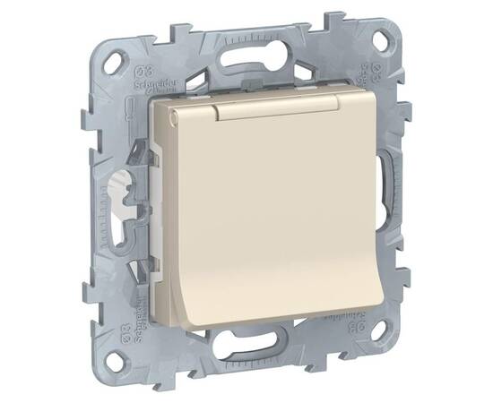 Розетка Schneider Electric Unica New с/з со шторками, с крышкой 16A 250V NU503744TA