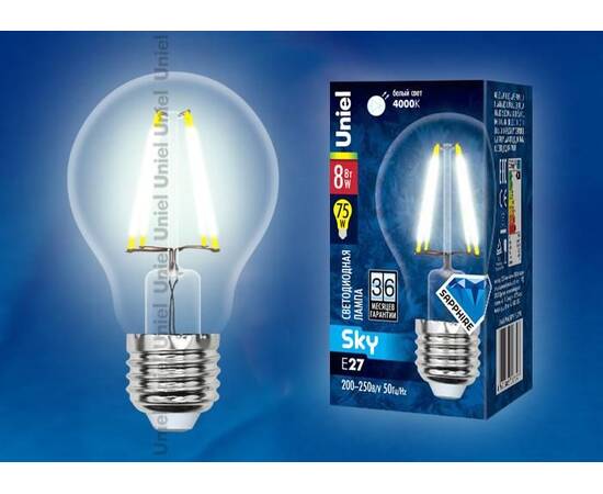 Лампа светодиодная филаментная (UL-00001371) Uniel E14 6W 4000K прозрачная LED-G45-6W/NW/E14/CL PLS0, изображение 2