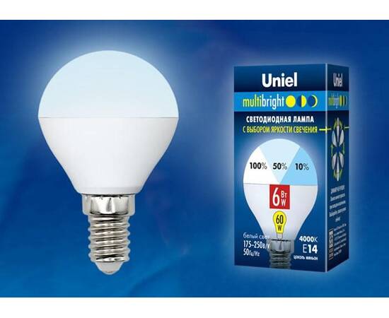 Лампа светодиодная (UL-00002374) Uniel E14 6W 4000K матовая LED-C37-6W/NW/E14/FR/MB PLM11WH, изображение 2
