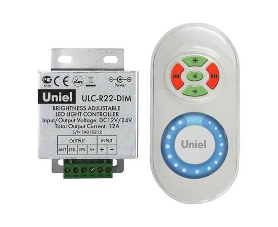 Контроллер для управления яркостью одноцветных светодиодов (05947) Uniel ULC-R22-DIM White