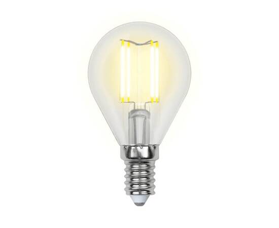 Лампа светодиодная филаментная Uniel E14 5W 3000K прозрачная LED-G45-5W/WW/E14/CL/MB GLM10TR