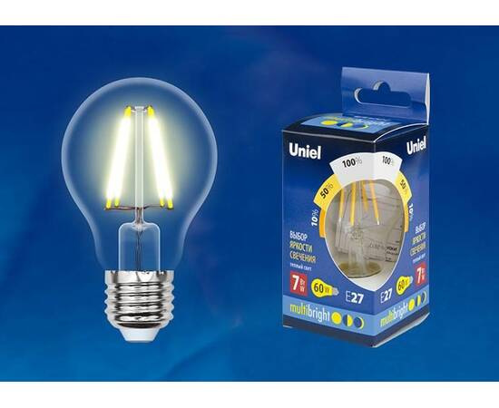 Лампа светодиодная филаментная Uniel E27 5W 3000K прозрачная LED-G45-5W/WW/E27/CL/MB GLM10TR, изображение 2