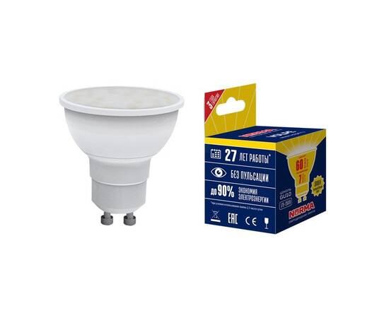Лампа светодиодная (UL-00003838) Volpe GU10 7W 3000K матовая LED-JCDR-7W/WW/GU10/NR