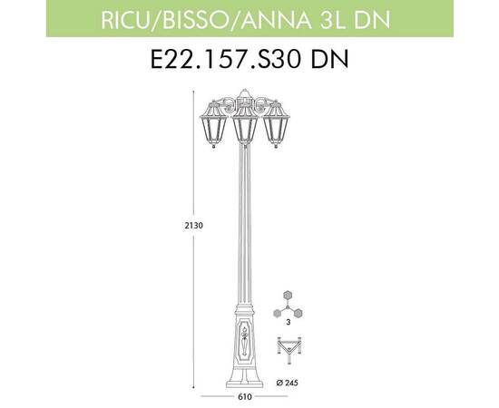 Уличный фонарь Fumagalli Ricu Bisso/Anna 3L Dn E22.157.S30.BXF1RDN, изображение 3