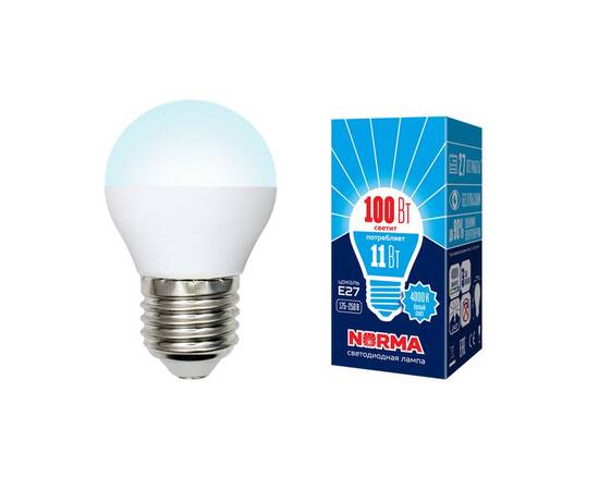 Лампа светодиодная (UL-00003834) Volpe E27 11W 4000K матовая LED-G45-11W/NW/E27/FR/NR