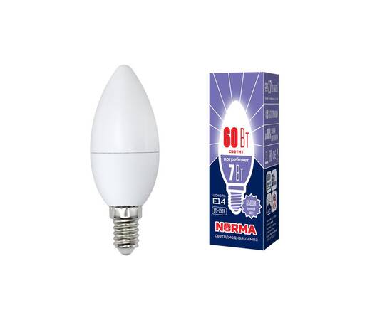 Лампа светодиодная (UL-00003794) Volpe E14 7W 6500K матовая LED-C37-7W/DW/E14/FR/NR