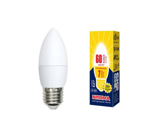 Лампа светодиодная (UL-00003799) Volpe E27 7W 3000K матовая LED-C37-7W/WW/E27/FR/NR