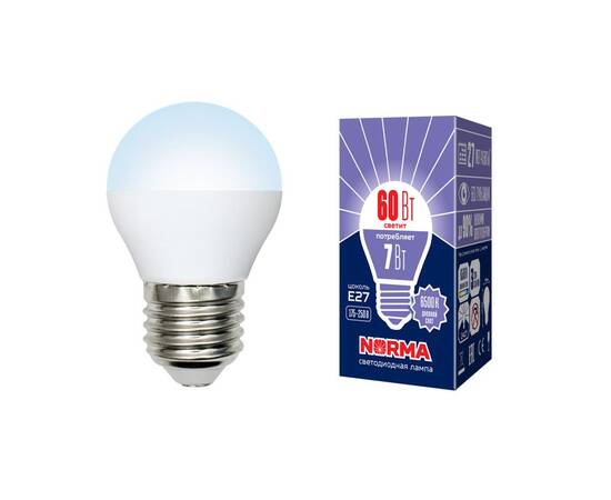 Лампа светодиодная (UL-00003821) Volpe E27 7W 6500K матовая LED-G45-7W/DW/E27/FR/NR