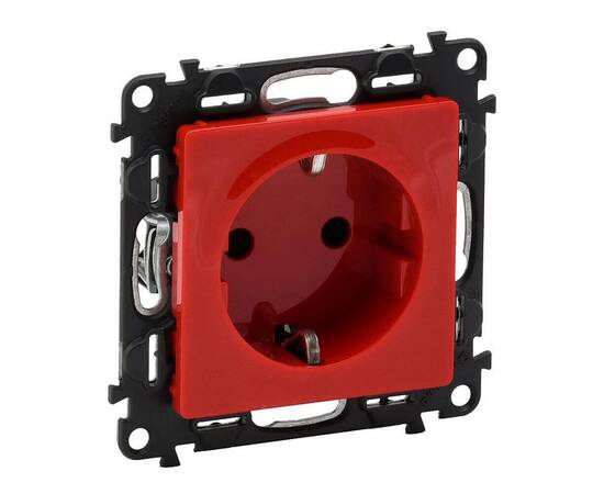 Розетка Legrand Valena Life 16A 250V с/з с защитными шторками безвинтовой зажим красная 753129