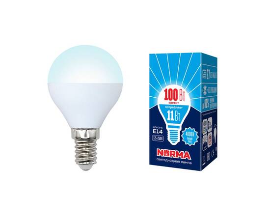 Лампа светодиодная (UL-00003831) Volpe E14 11W 4000K матовая LED-G45-11W/NW/E14/FR/NR