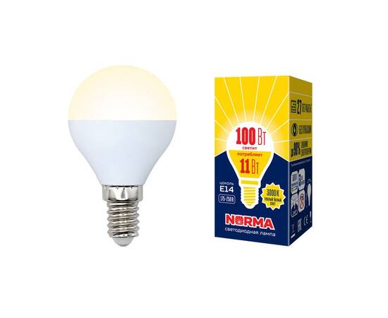 Лампа светодиодная (UL-00003832) Volpe E14 11W 3000K матовая LED-G45-11W/WW/E14/FR/NR