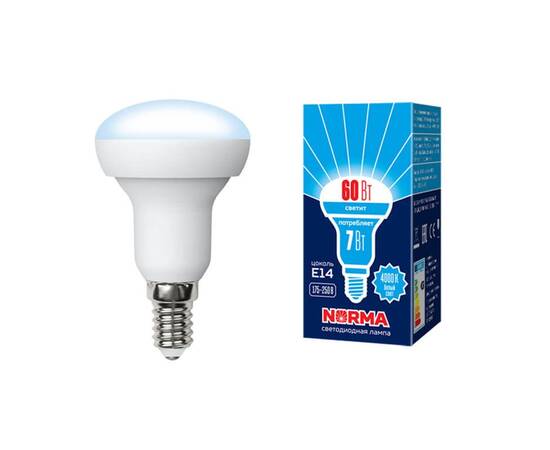 Лампа светодиодная (UL-00003844) Volpe E14 7W 4000K матовая LED-R50-7W/NW/E14/FR/NR, изображение 2