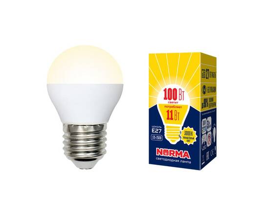 Лампа светодиодная (UL-00003835) Volpe E27 11W 3000K матовая LED-G45-11W/WW/E27/FR/NR