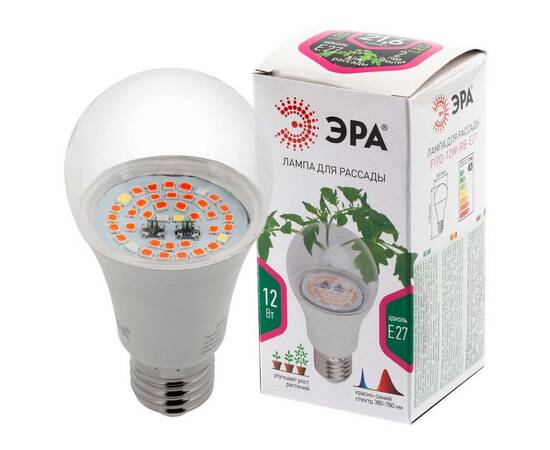 Фитолампа для растений светодиодная ЭРА E27 12W 1310K FITO-12W-RB-E27-K Б0039070, изображение 2