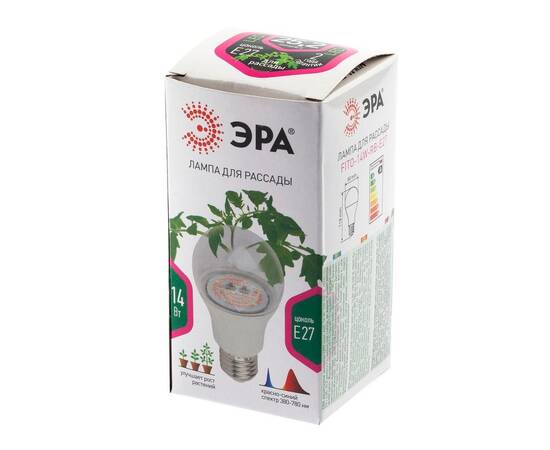 Фитолампа для растений светодиодная ЭРА E27 14W 1310K FITO-14W-RB-E27-K Б0039071, изображение 4