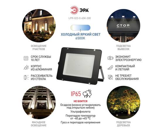 Прожектор Эра LPR-023-0-65K-300 Б0050955, изображение 9