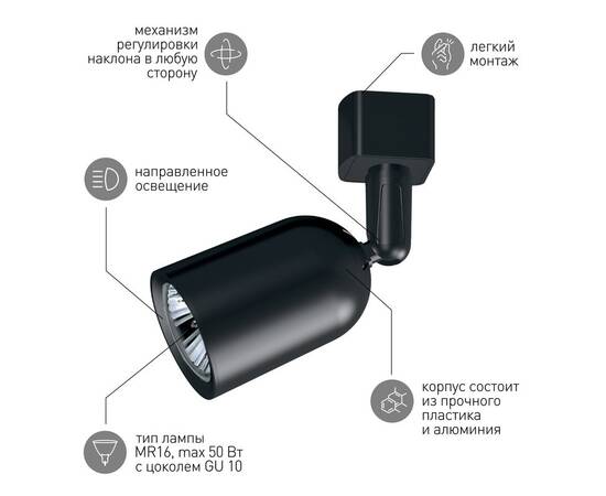 Трековый светильник Эра TR41-GU10 BK Б0054171, изображение 10