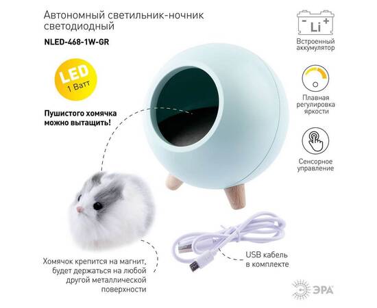Настольная лампа Эра NLED-468-1W-GR Б0052817, изображение 2