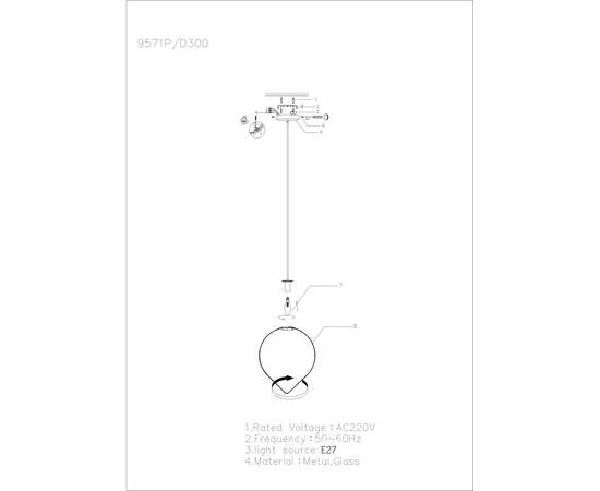 Подвесной светильник iLamp Cento 9571P/1-D300 BR-WH, изображение 3