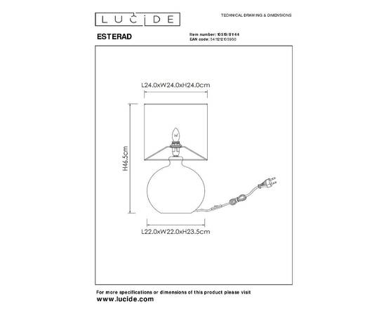 Настольная лампа Lucide Esterad 10519/81/44, изображение 4