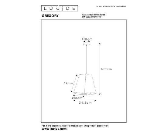 Подвесной светильник Lucide Gregory 30495/03/38, изображение 7