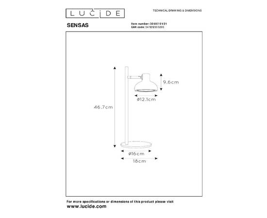 Настольная лампа Lucide Sensas 30597/01/31, изображение 3