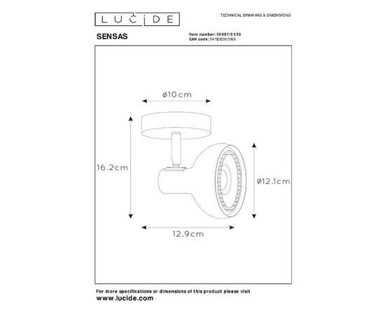 Спот Lucide Sensas 30997/01/30, изображение 4