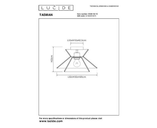 Потолочный светильник Lucide Tasman 10120/32/72, изображение 5