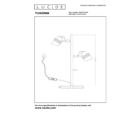 Настольная лампа Lucide Tundran 34544/02/30, изображение 5