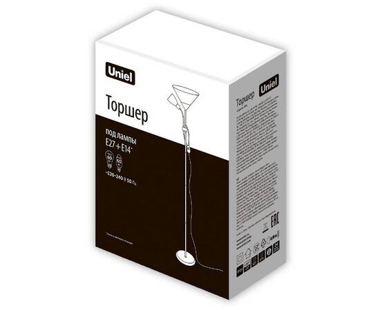 Торшер Uniel UML-T520 E27+E14 BLACK/WHITE UL-00010194, изображение 7