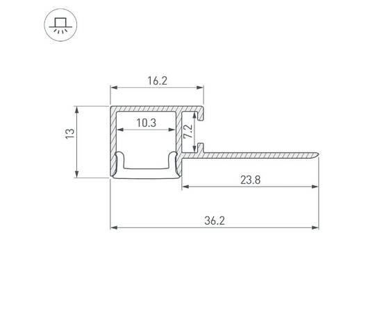 Профиль Arlight FANTOM-W12-EDGE-2000 ANOD 040329, изображение 2