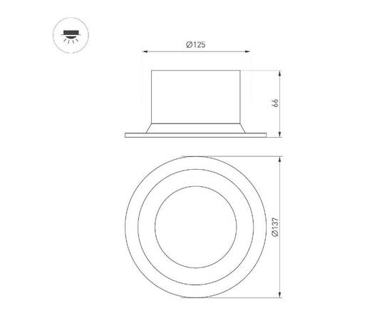 Встраиваемый светильник Arlight MS-DROP-BUILT-R137-24W Warm3000 (BK, 90 deg, 230V) 041499, изображение 2