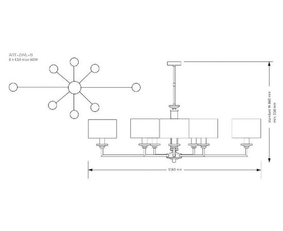 Люстра на штанге Kutek Mood Artu ART-ZWL-8(Z), изображение 2