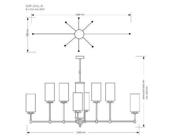 Люстра на штанге Kutek Mood Empoli EMP-ZWL-8(Z), изображение 2