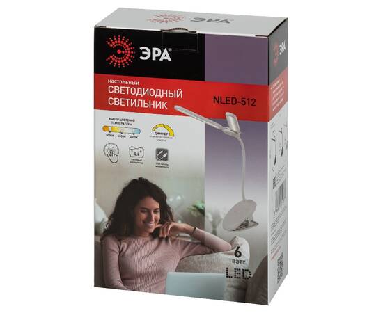 Настольная лампа Эра NLED-512-6W-W Б0057207, изображение 5