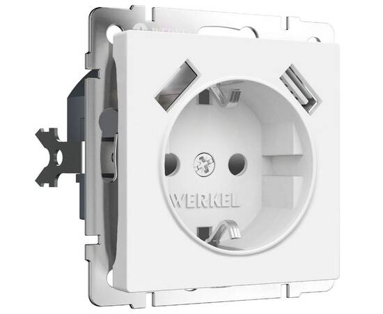 Розетка с заземлением, шторками и USBх2 Werkel 4690389191992 W1171561 a062406