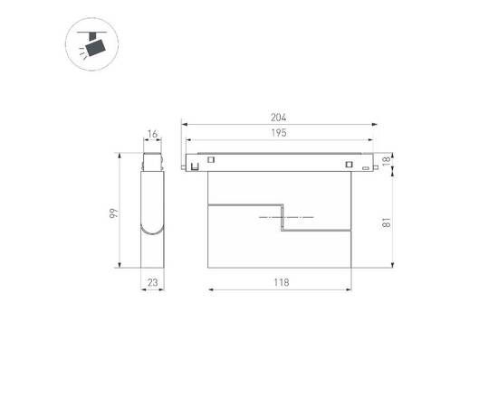 Трековый магнитный светильник Arlight MAG-ORIENT-DOTS-FOLD-S195-6W Day4000 (BK, 30 deg, 48V) 041921, изображение 3