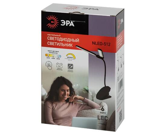 Настольная лампа Эра NLED-512-6W-BK Б0057208, изображение 5