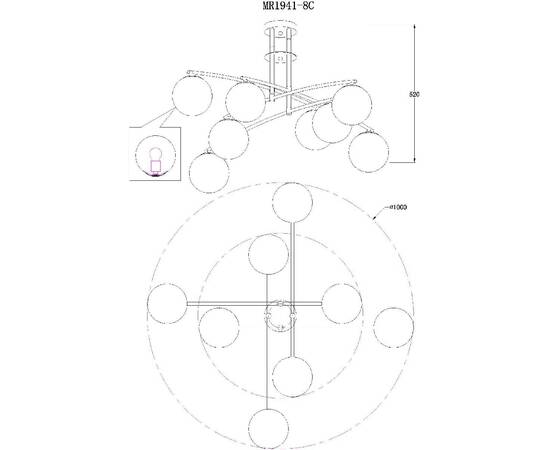 Потолочная люстра MyFar Aerton MR1941-8C, изображение 3