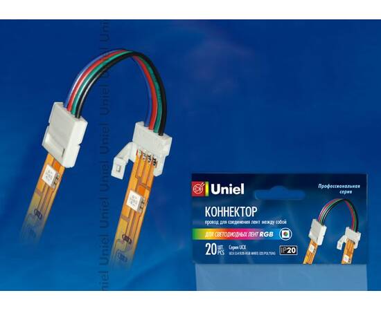 Коннектор для светодиодных лент Uniel UCX-SS4/B20-RGB WHITE 020 POLYBAG 06613, изображение 2