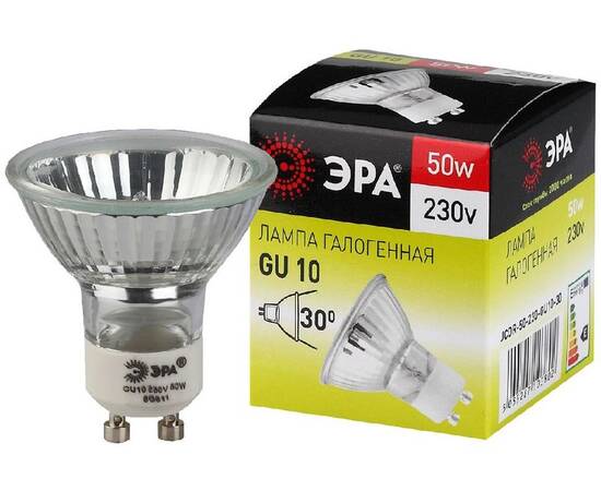 Лампа галогенная Эра GU10 50W 3000K GU10-JCDR (MR16) -50W-230V C0027386