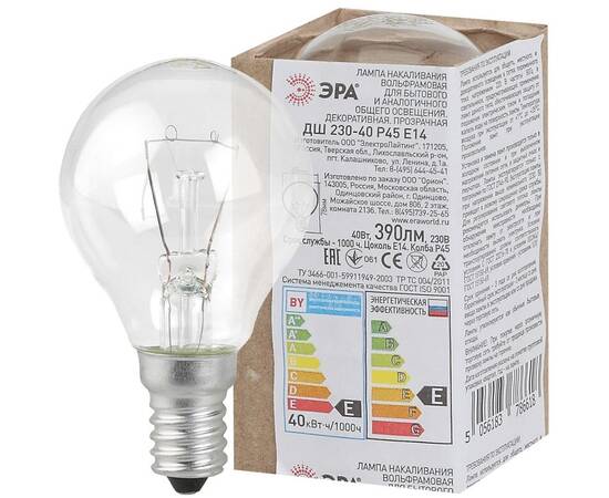 Лампа накаливания Эра E14 40W ДШ 40-230-Е14 (гофра) Б0039132
