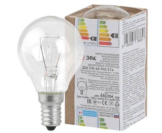 Лампа накаливания Эра E14 60W ДШ 60-230-Е14 (гофра) Б0039134