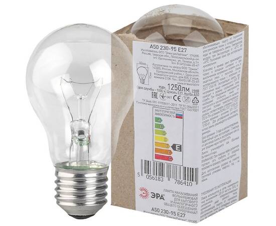 Лампа накаливания Эра E27 95W A50 95-230-Е27 (гофра) Б0039120