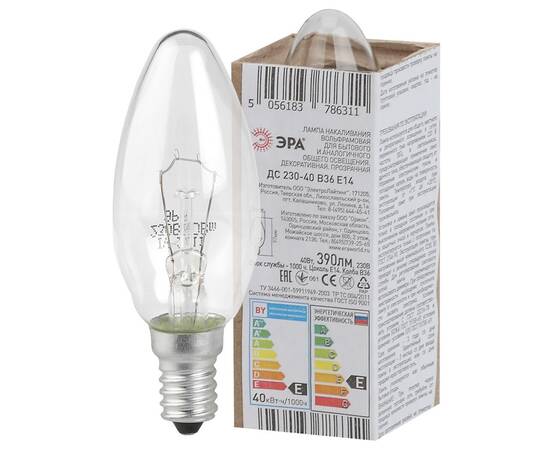 Лампа накаливания Эра E14 40W ДС 40-230-Е14 (гофра) Б0039125, изображение 4