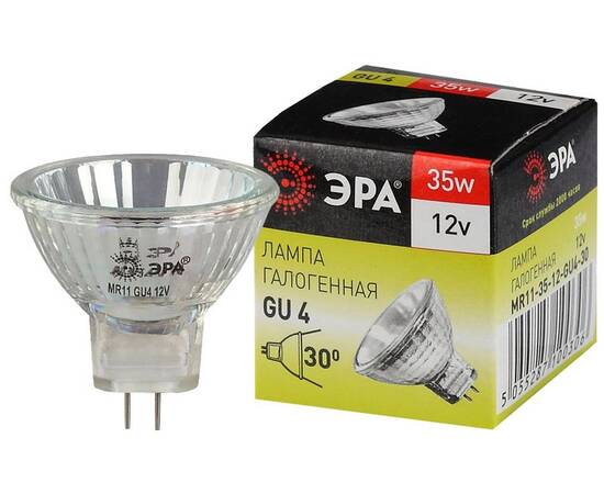 Лампа галогенная Эра GU4 35W 3000K GU4-MR11-35W-12V-30CL C0027362
