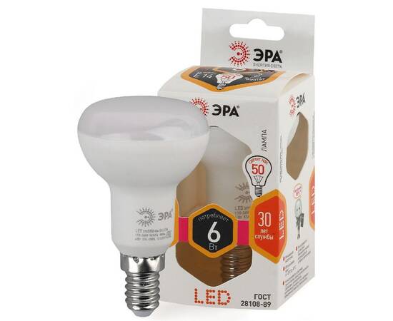 Лампа светодиодная Эра E14 6W 2700K LED R50-6W-827-E14 Б0028489