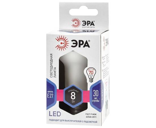 Лампа светодиодная Эра E27 8W 6000K LED R63-8W-860-E27 Б0048024, изображение 3